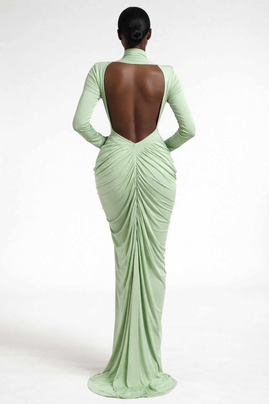 Elara™ Draped High Neck Maxi Dress
