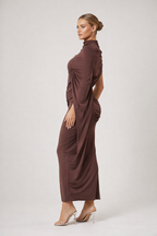 Seraphine™ Satin Shoulder Draped Maxi Dress