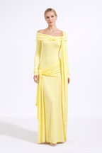 Solara™ Draped Off-Shoulder Maxi Dress