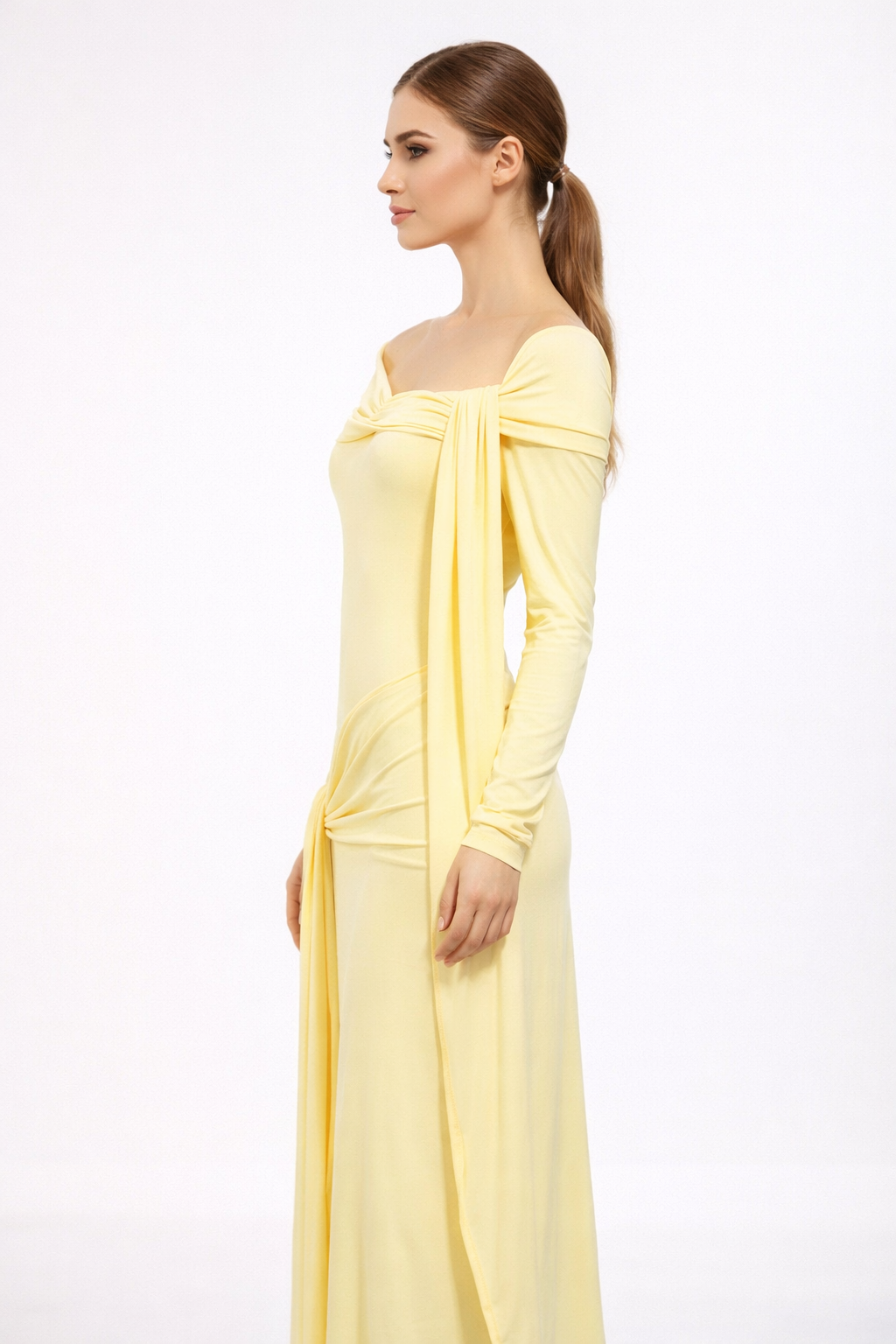 Solara™ Draped Off-Shoulder Maxi Dress