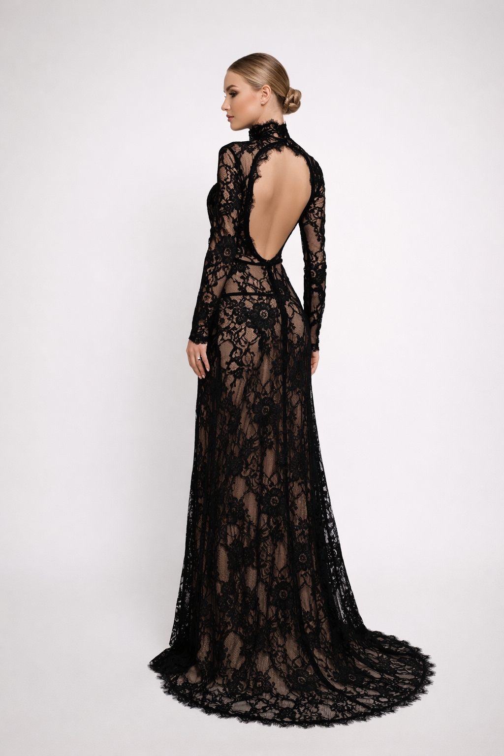 Amoura™ Sheer Cutout Lace Maxi Dress
