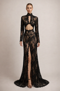 Amoura™ Sheer Cutout Lace Maxi Dress