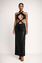 Sable™ Cross Halter Cut-Out Maxi Dress