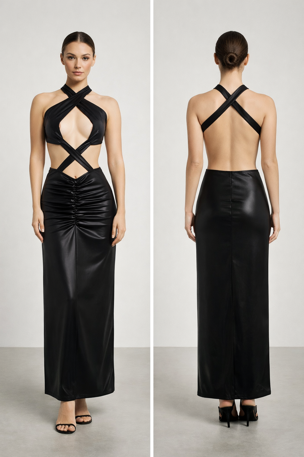 Sable™ Cross Halter Cut-Out Maxi Dress