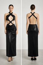 Sable™ Cross Halter Cut-Out Maxi Dress