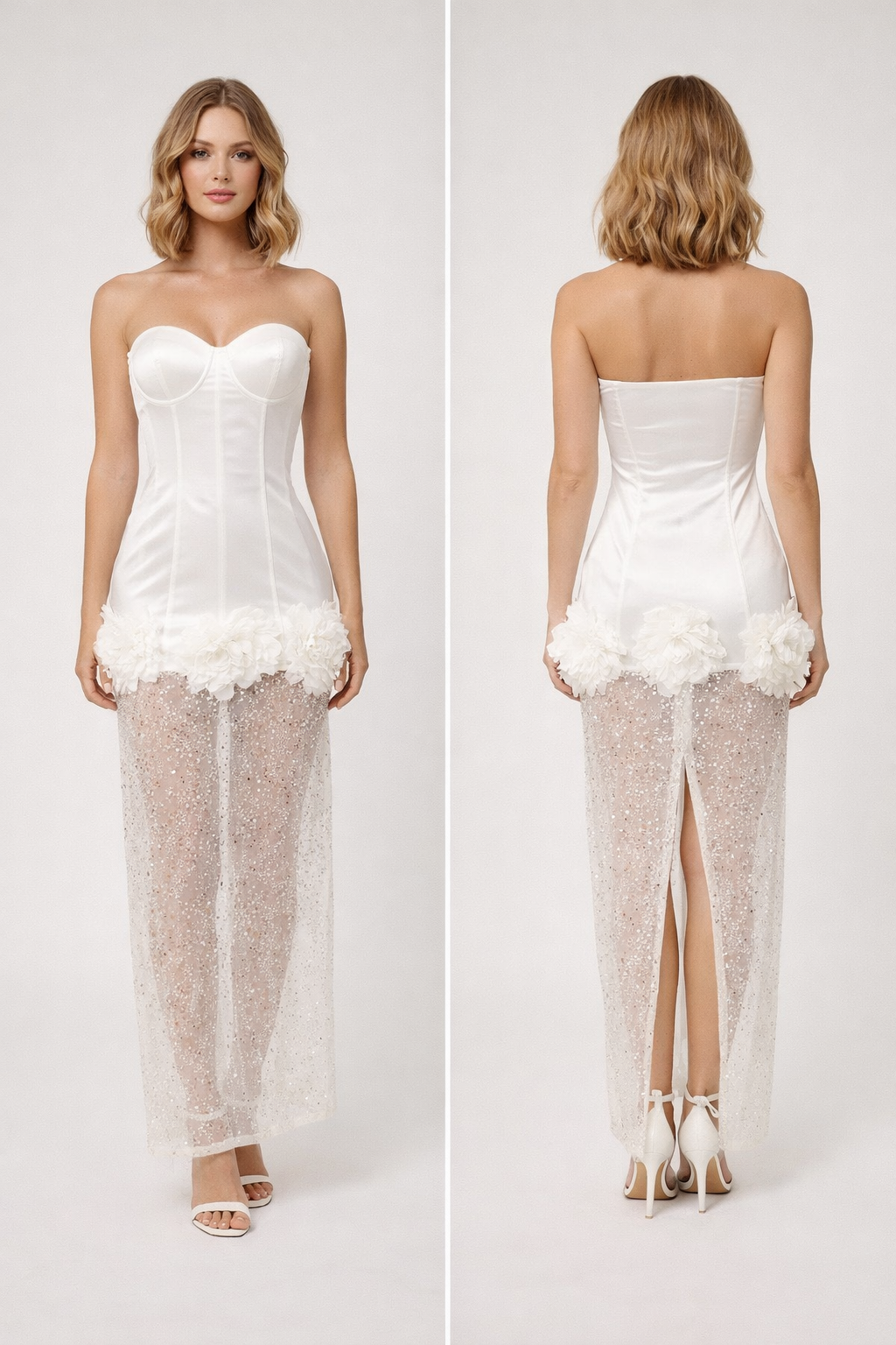 Aurelia™ Strapless Floral Corset Sequin Maxi Dress