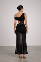 Noire™ One-Shoulder Sheer Maxi Dress