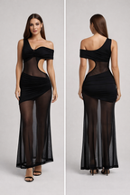 Noire™ One-Shoulder Sheer Maxi Dress