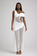 Noire™ One-Shoulder Sheer Maxi Dress