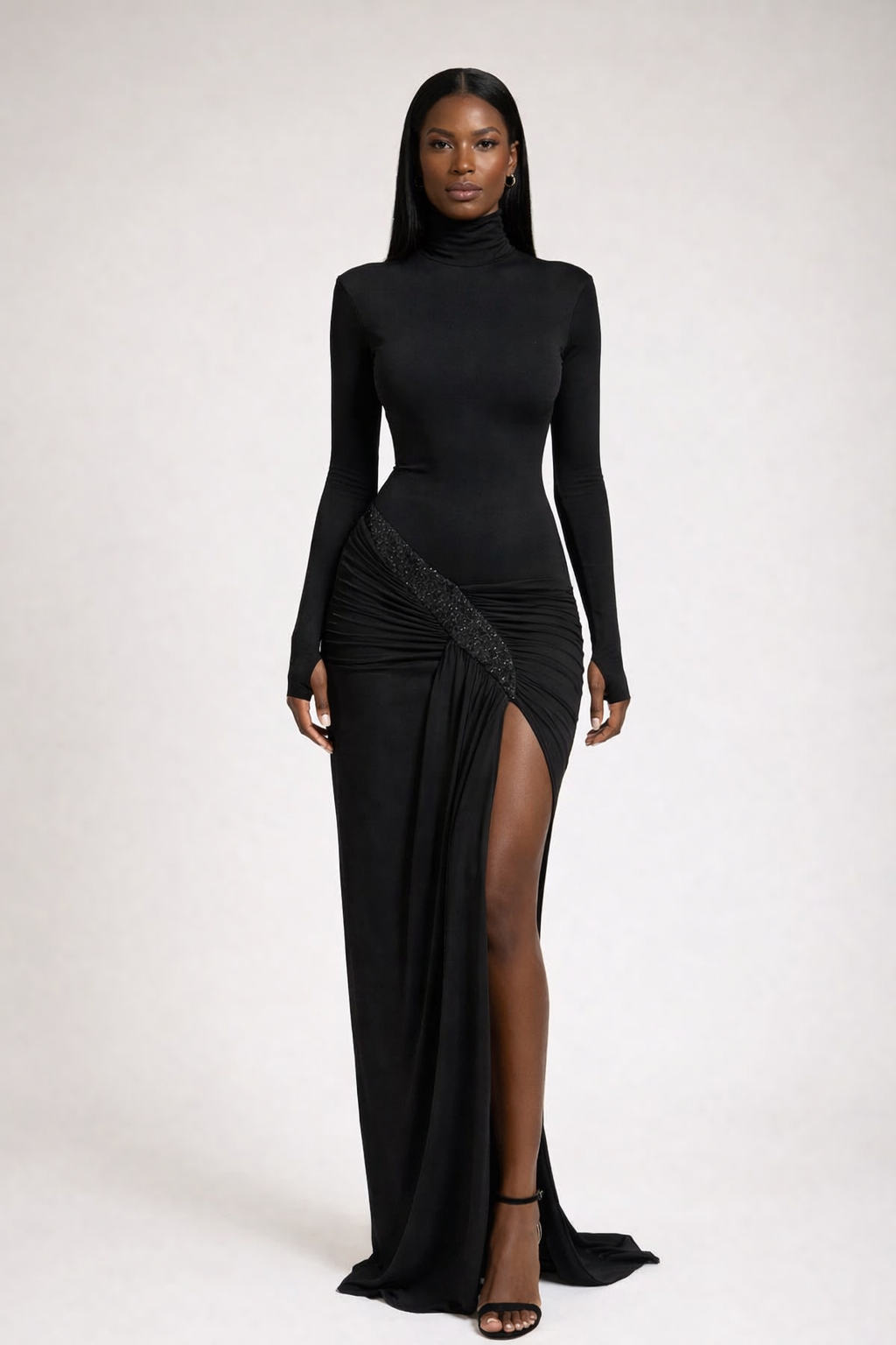 Éclat™ Embellished High-Neck Maxi Dress