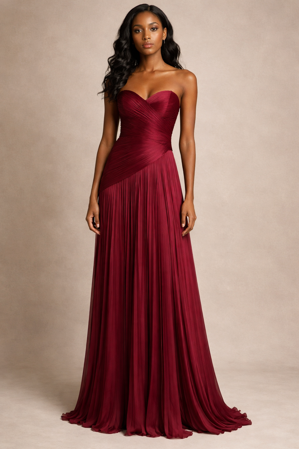 Elysia™ Strapless Pleated Maxi Dress