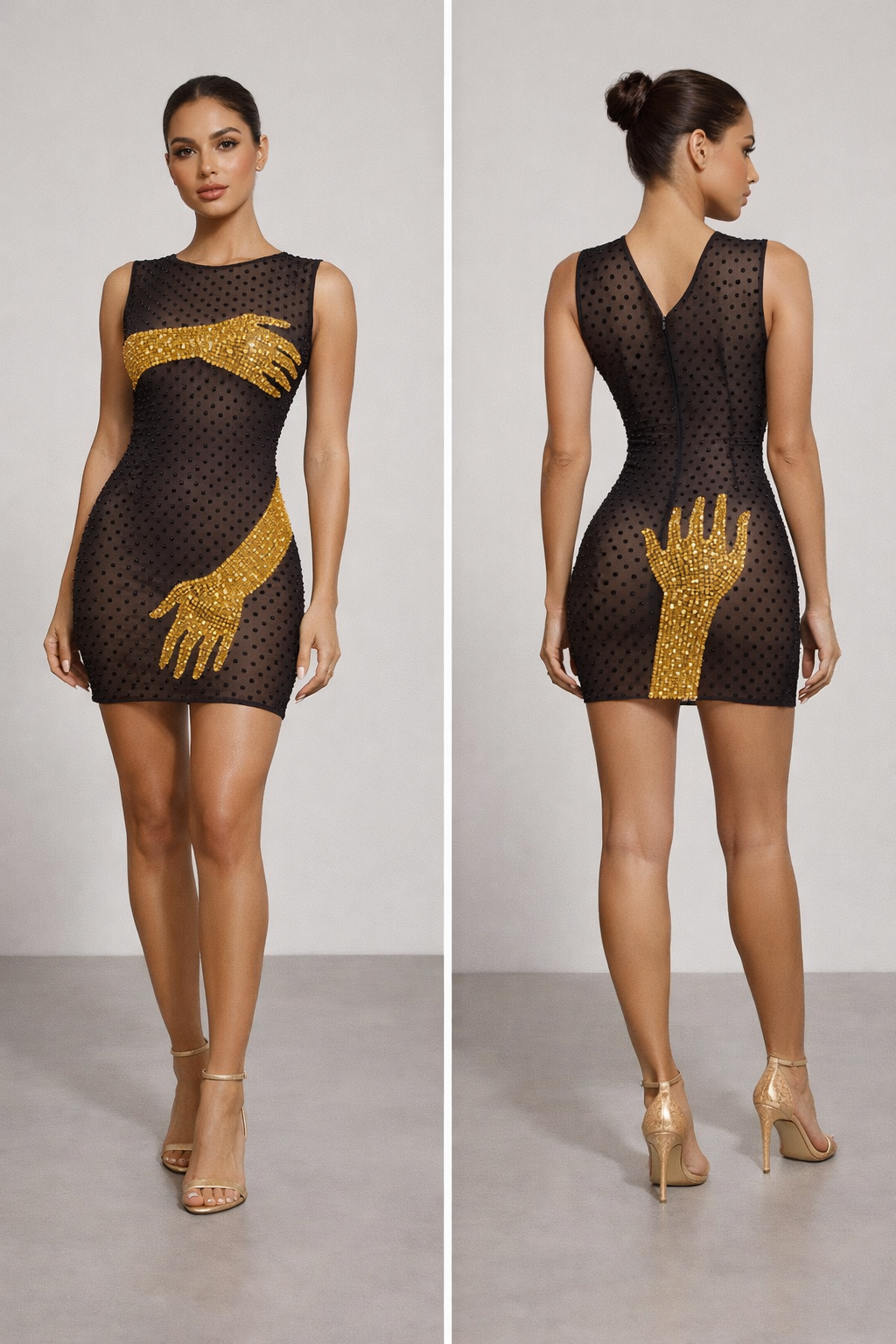 Noire™ Mains D’Or Embellished Mini Dress