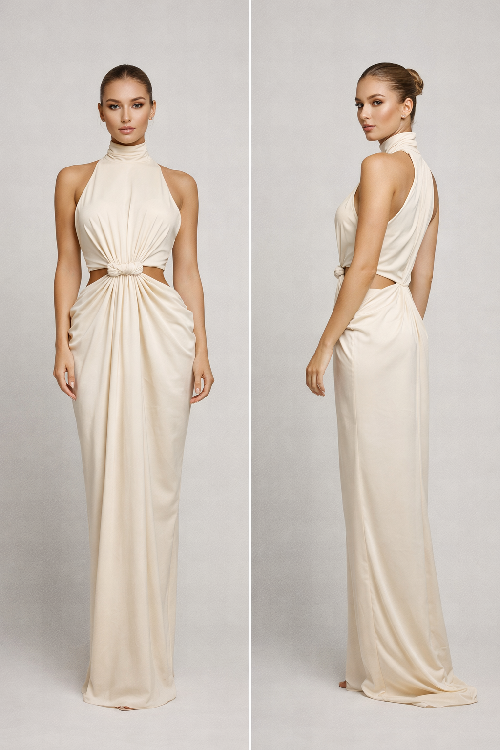 Ivory™ Étreinte Halter Maxi Dress