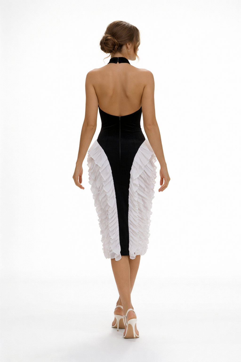 NoirÉlys™ Ruffle Halo Midi Dress