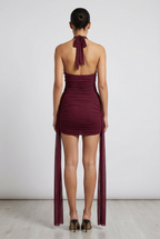 Velmora™ Draped Halter Mini Dress