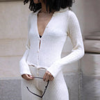 Button Up Cut Out Knitted Jumpsuit