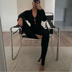 Button Up Cut Out Knitted Jumpsuit