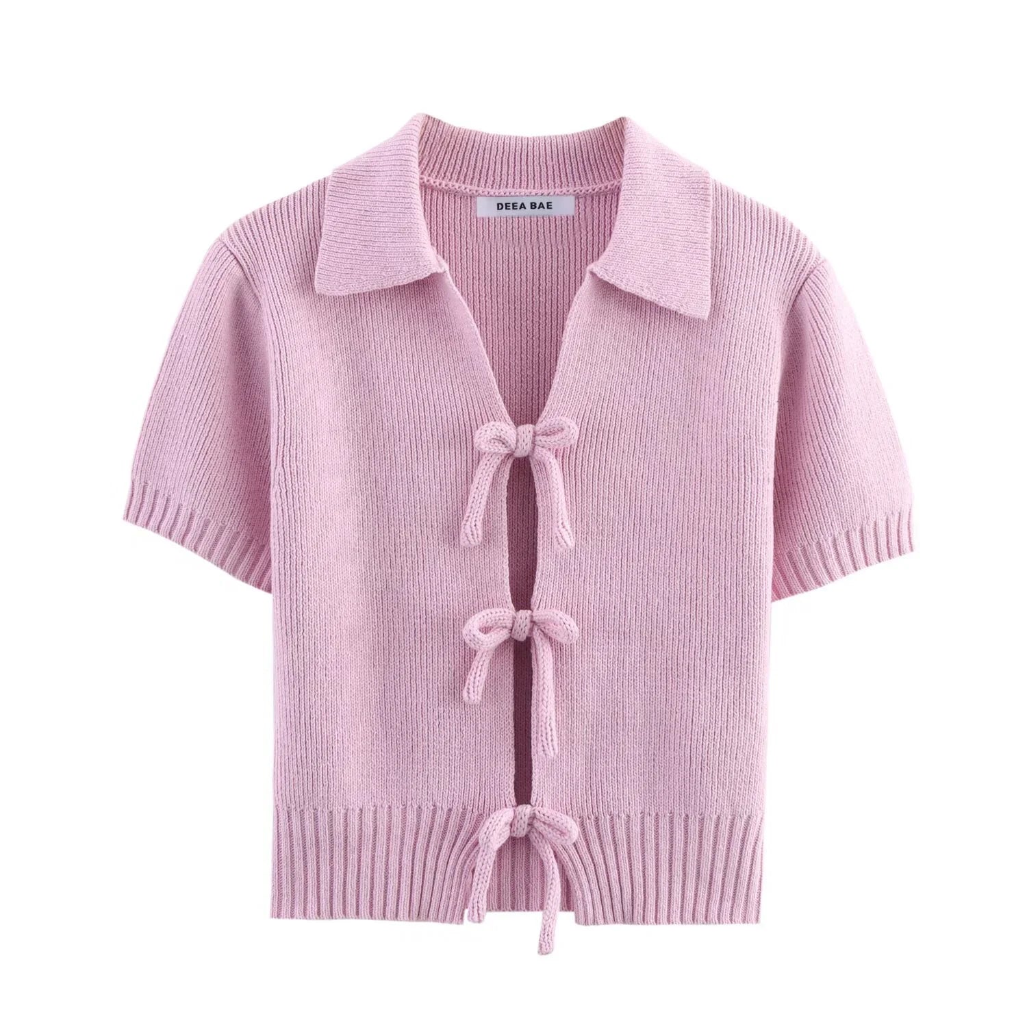 Korean Style Knitted Short Sleeved Top
