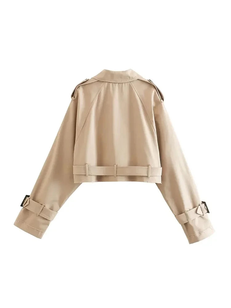 Belted Cropped Trench Jacket