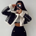 Aviator Cropped Leather Jacket
