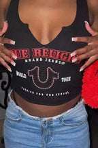 Graphic Printed Cropped Tank Top
