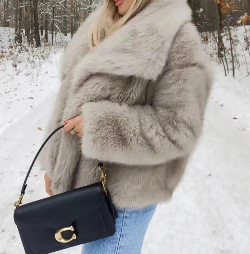 Cropped Plush Faux Fur Coat