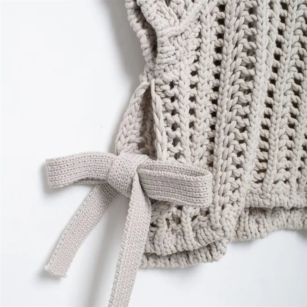 Hollow Out Knit Pullover Sweater Top