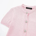 Knitted Diamanté Button Detail Cardigan