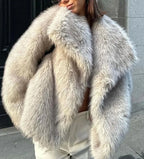 Faux Fur Collar Detail Coat