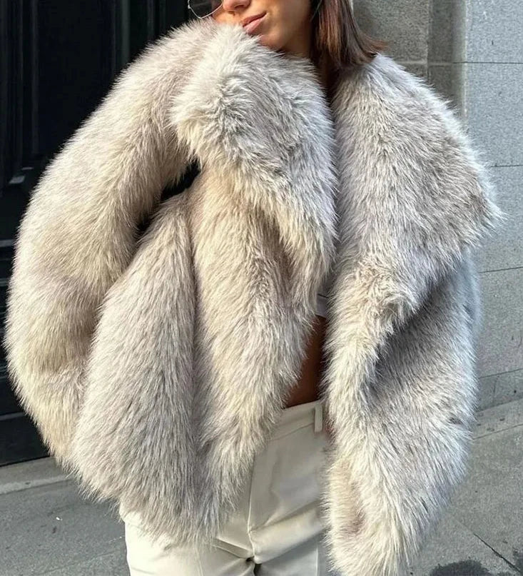 Faux Fur Collar Detail Coat