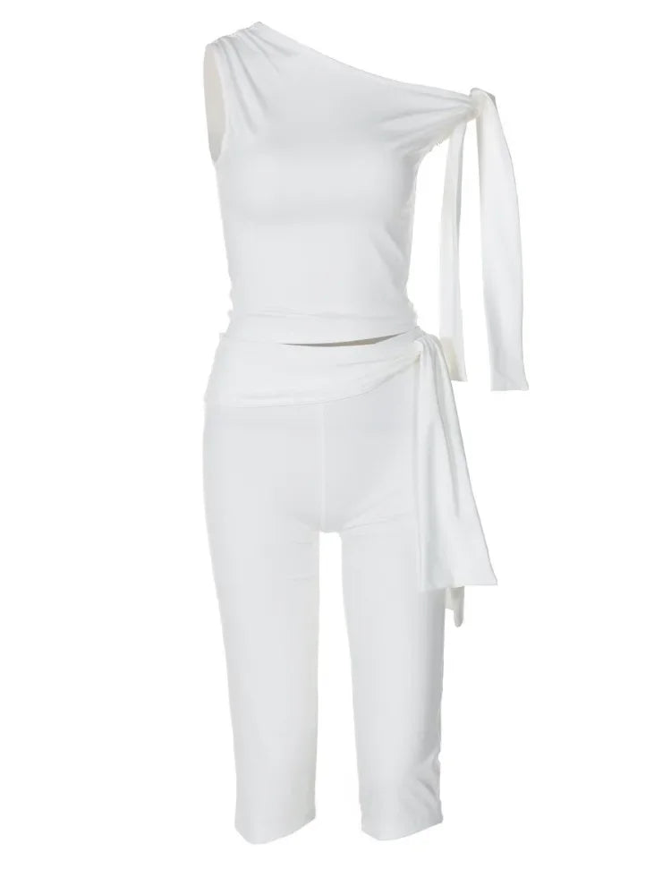 Capri Trousers & Off-Shoulder Two Piece-Set