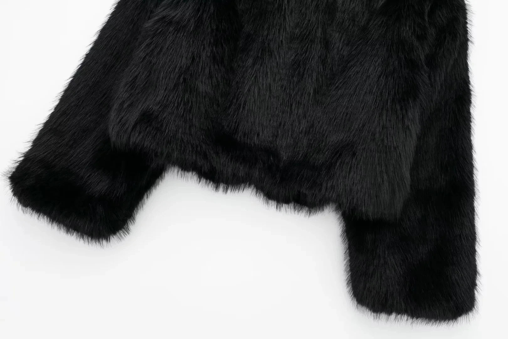 Cropped Plush Faux Fur Coat