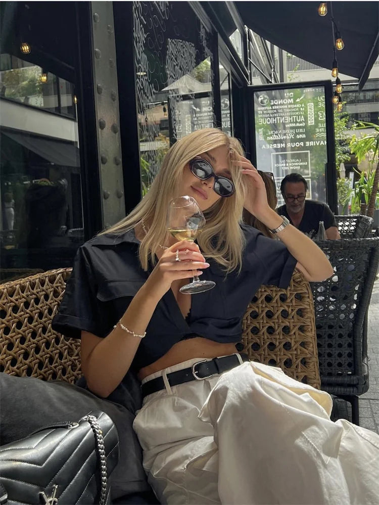 Asymmetrical Knot Short Sleeved Shirt