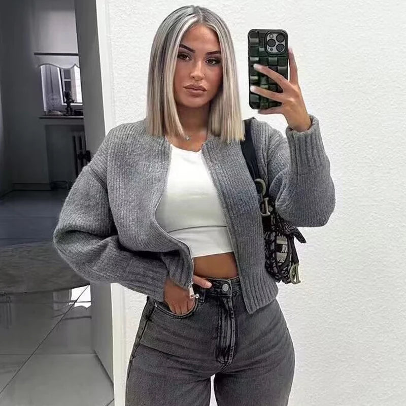 Knit Zipper Sweater Cardigan