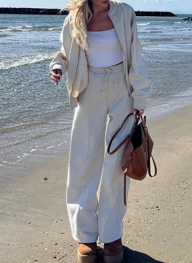 Fleece Lined Zipper Jacket & Joggers Two Piece Set