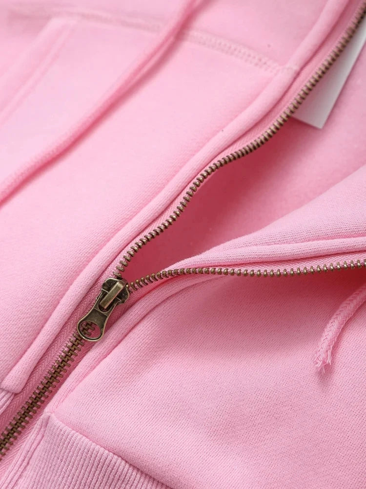 Zipper Pocket Hoodie & Seam Detail Joggers Two Piece Set