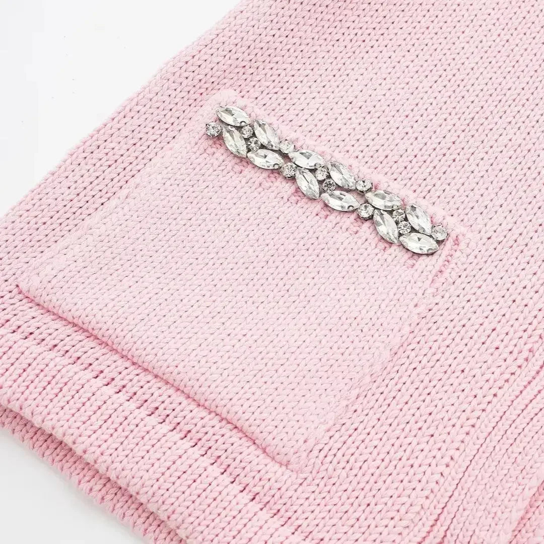 Knitted Diamanté Button Detail Cardigan
