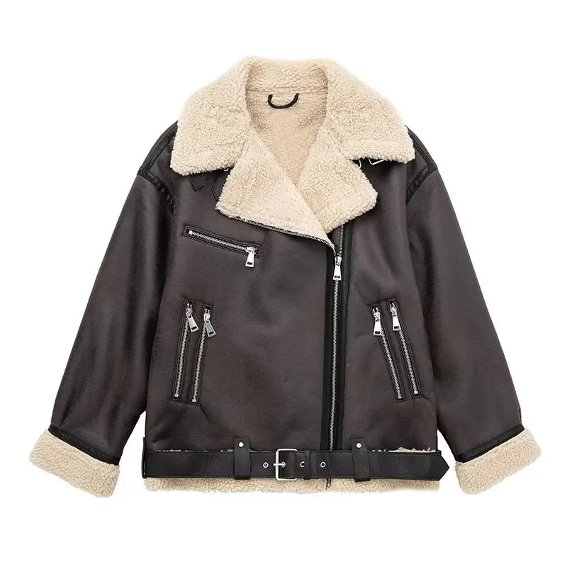 Faux Fur Aviator Double-sided Jacket