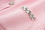 Knitted Diamanté Button Detail Cardigan