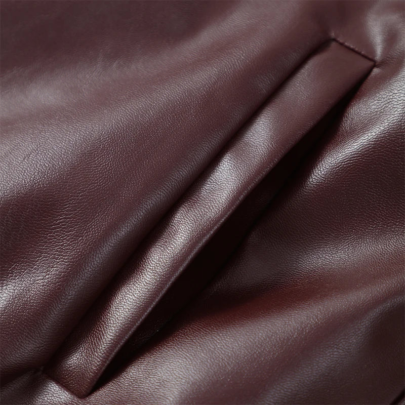 Vintage Lapel Zipper Leather Jacket