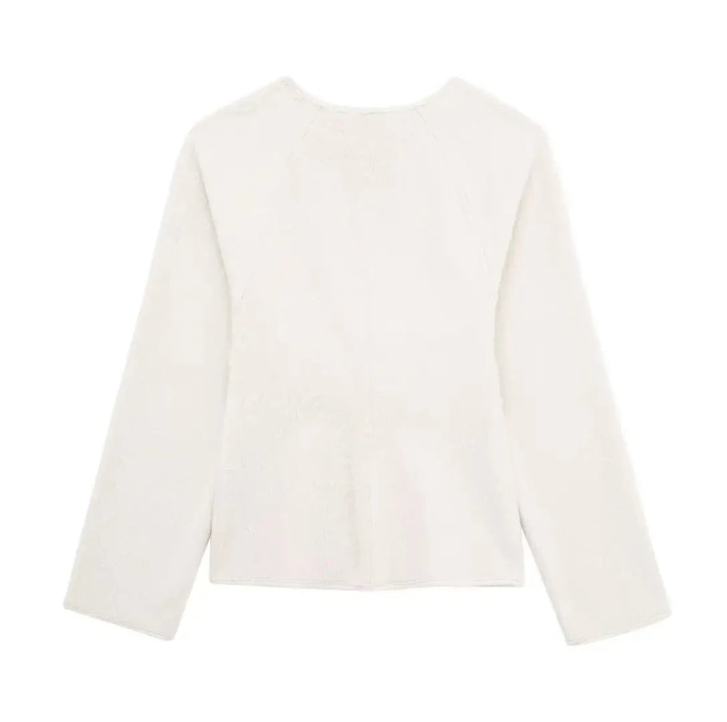 Vintage White Leather Buckle Woolen Jacket