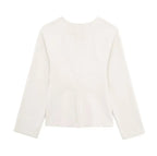 Vintage White Leather Buckle Woolen Jacket