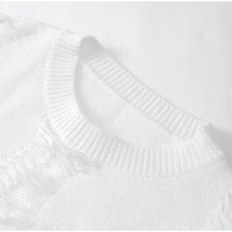Round Neck Tassel Detail Loose Knitted Jumper
