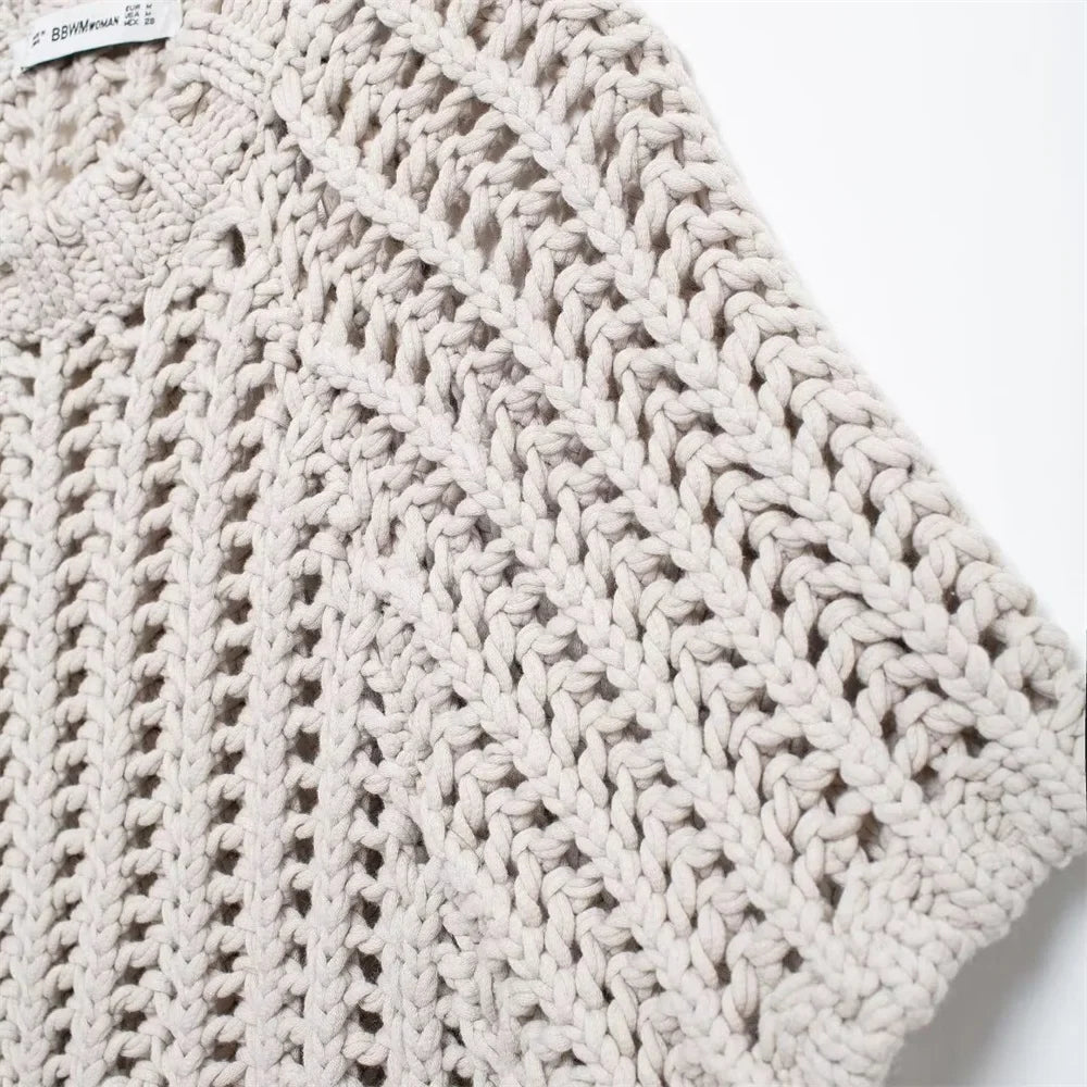 Hollow Out Knit Pullover Sweater Top