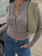 Long Sleeved Button Down Cardigan Sweater