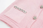 Knitted Diamanté Button Detail Cardigan