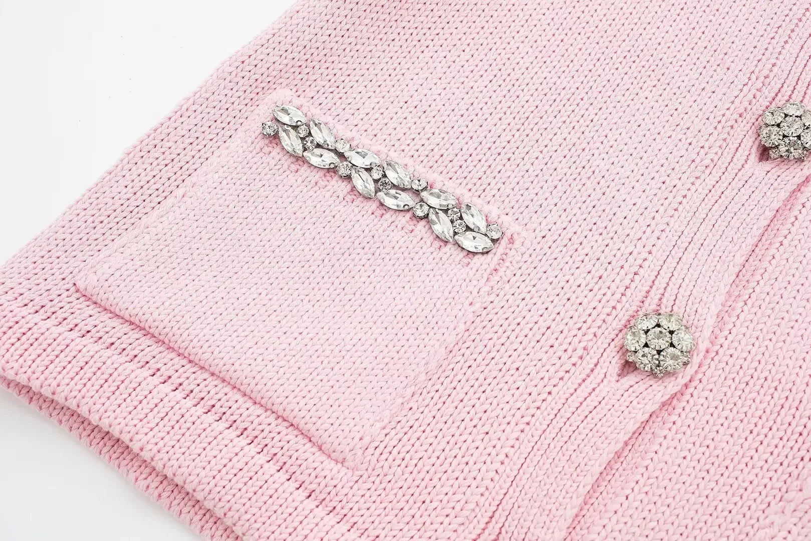 Knitted Diamanté Button Detail Cardigan