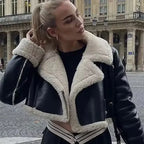 Aviator Cropped Leather Jacket