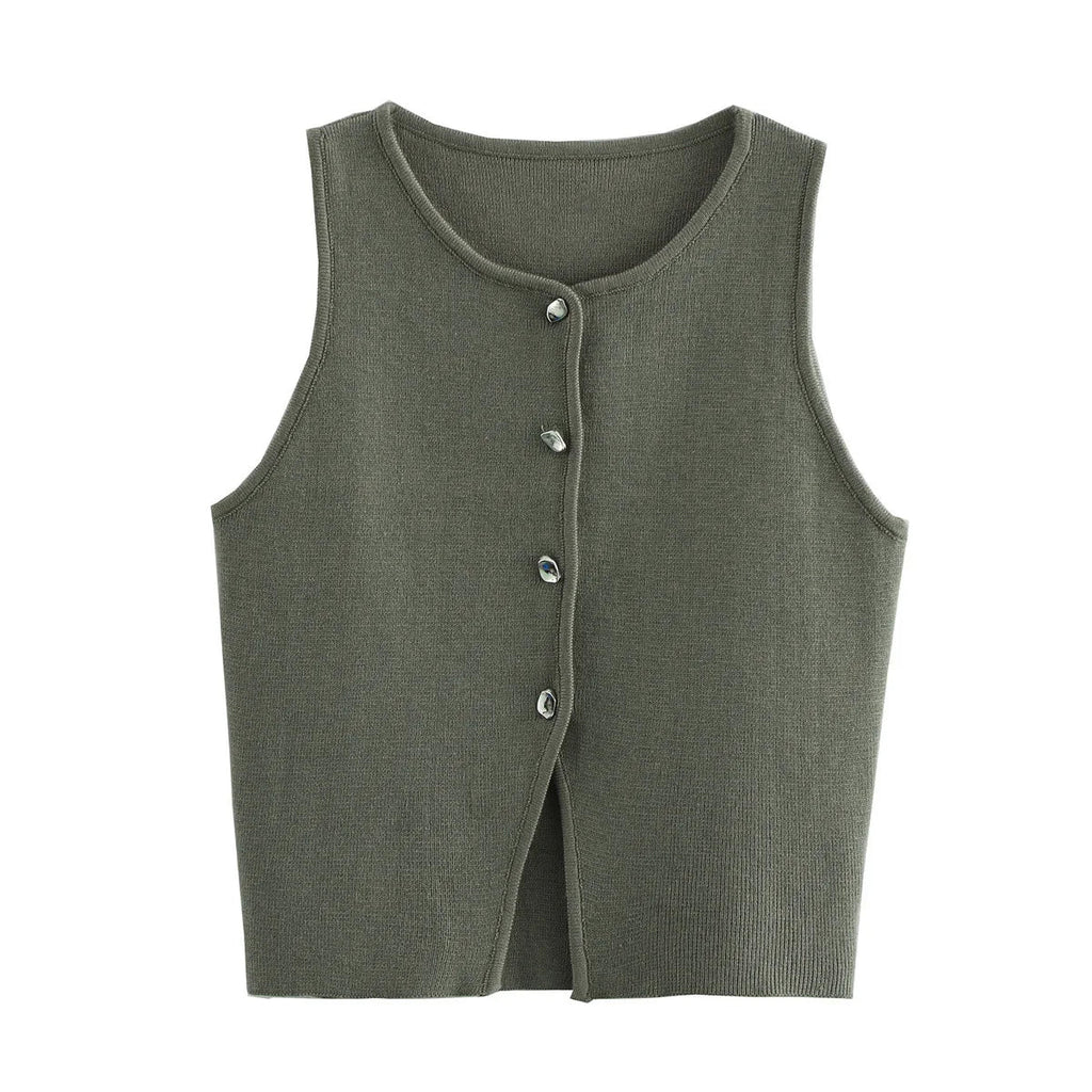 Knit Sleeveless Cropped Vest