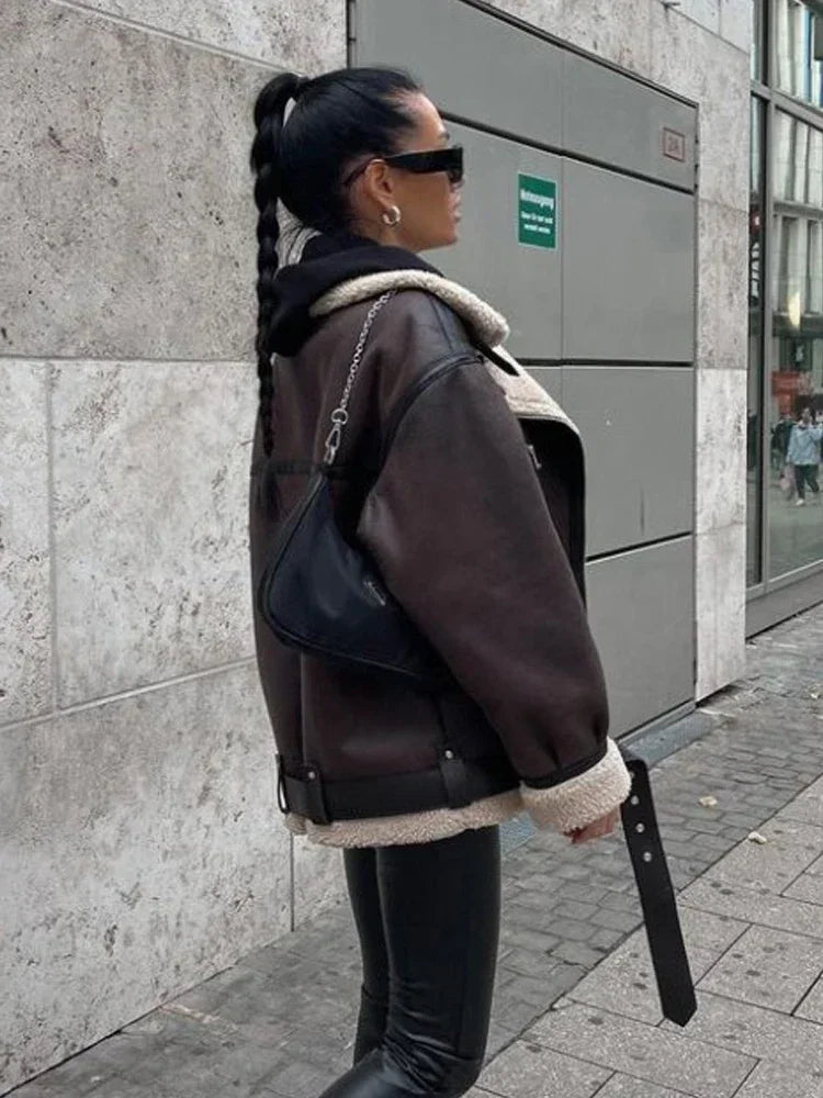 Faux Fur Aviator Double-sided Jacket